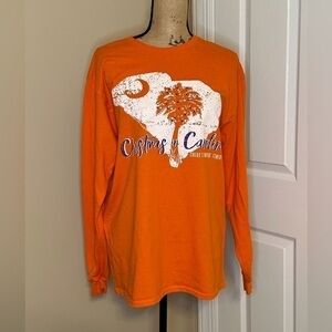Orange South Carolina State Palm Tree and Crescent Moon Long Sleeve Shirt